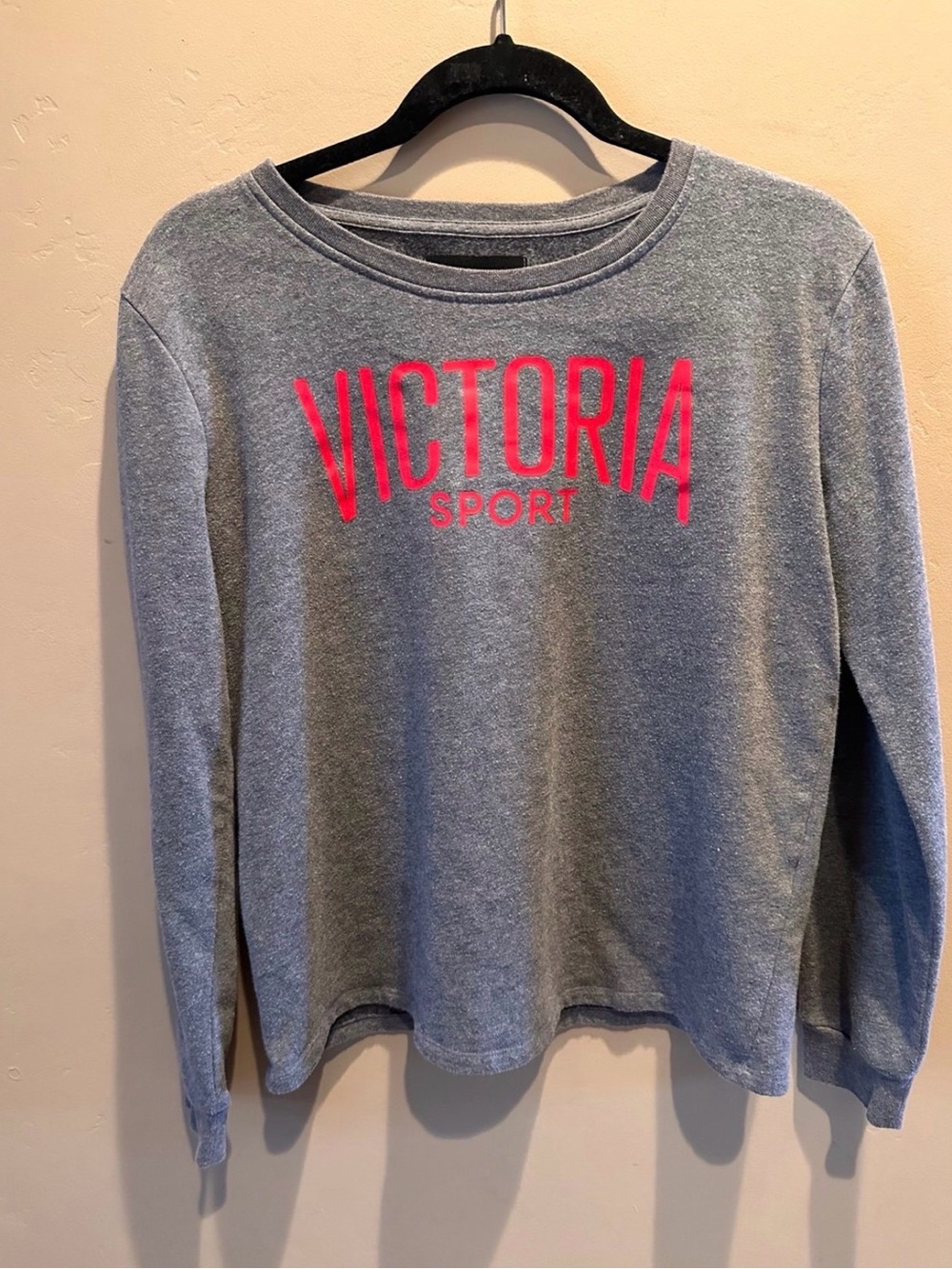 PINK Victoria's Secret Gray Long-Sleeve Crewneck with Pink Logo
